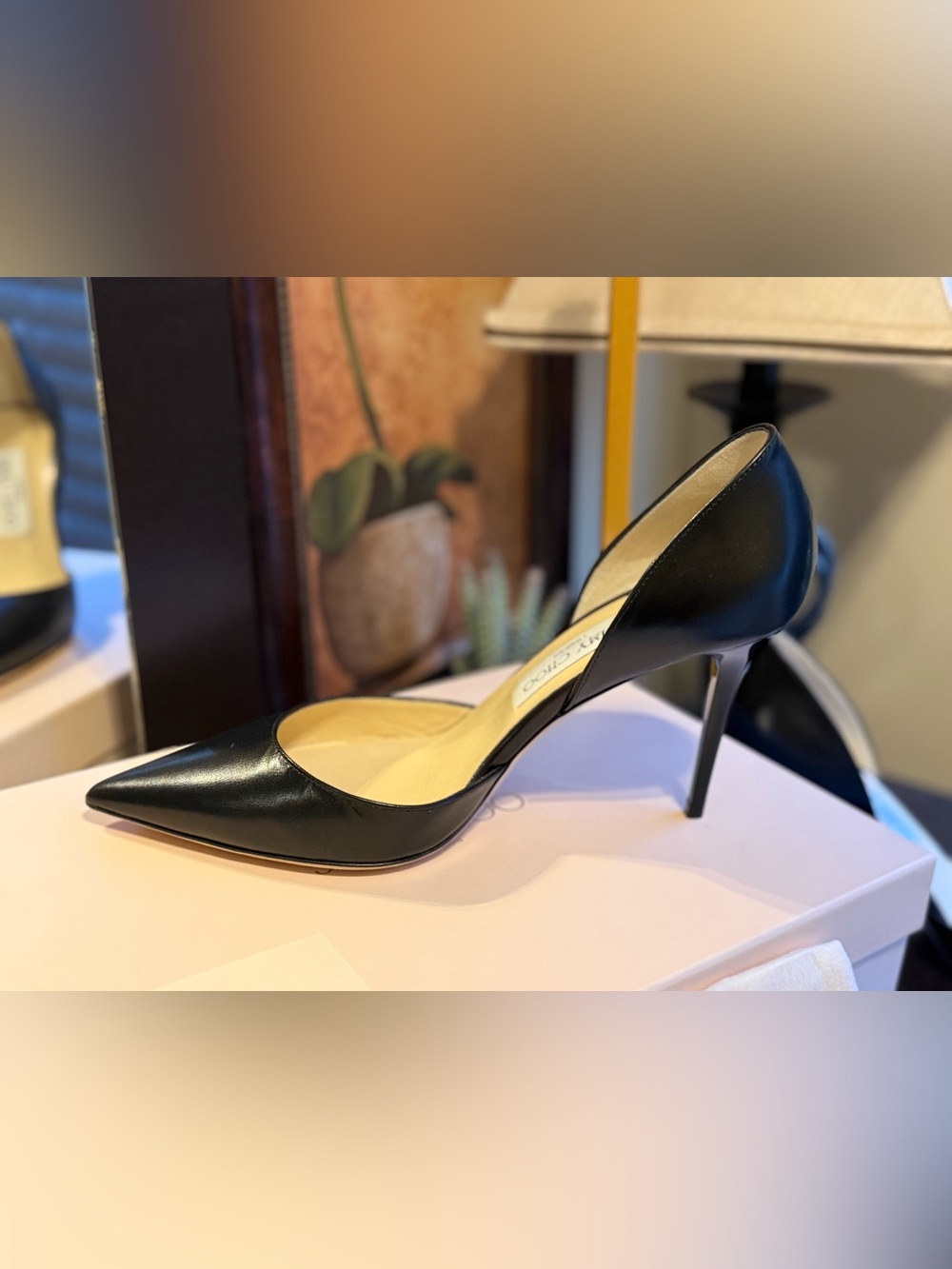 🌸Jimmy Choo Addison Black Leather D'Orsay Pointed-Toe Stiletto Heels🌸 - Picture 3 of 15